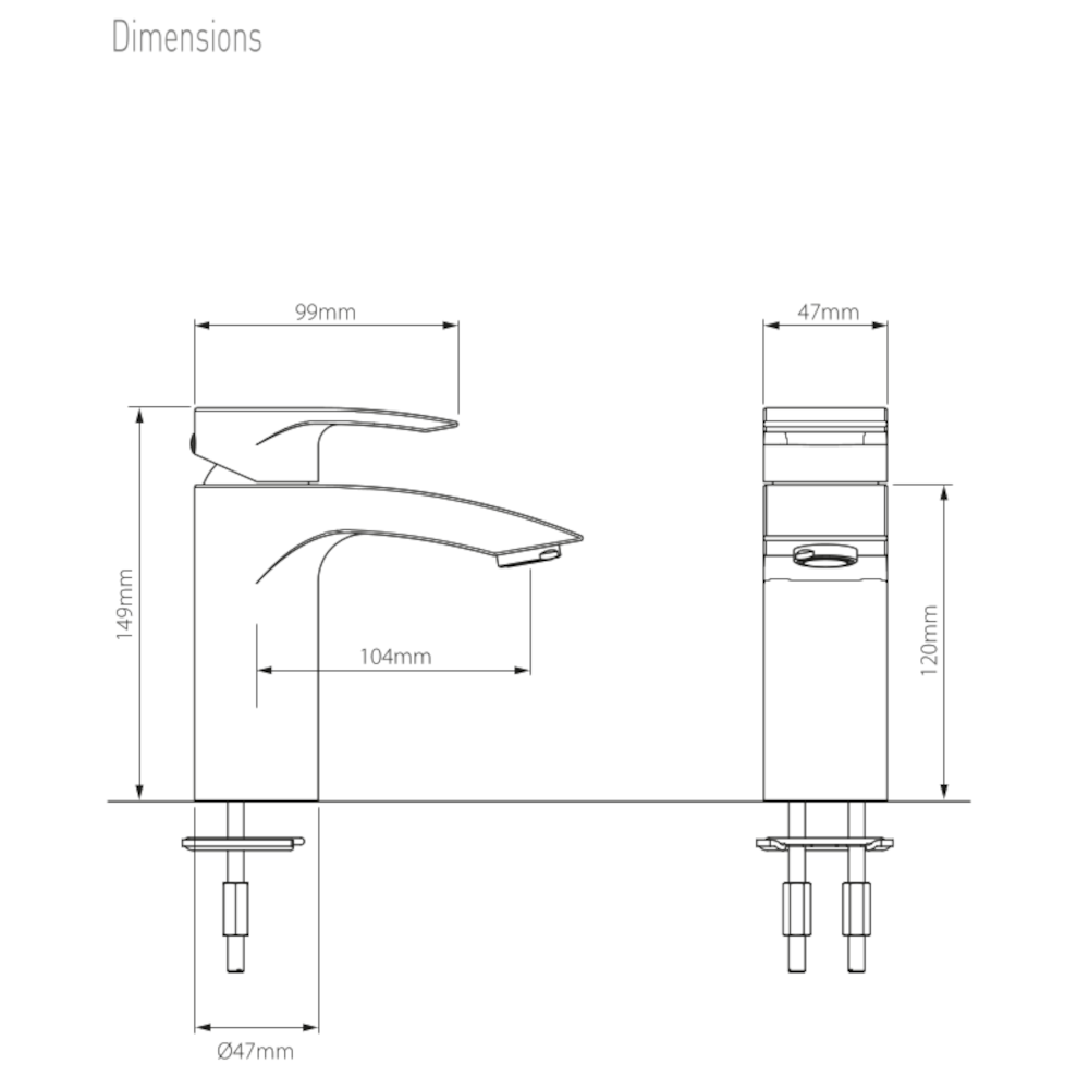 Rowe Mono Basin Mixer + Push Basin Waste